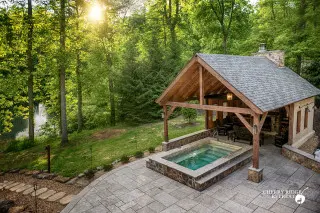 Lake House plunge pool and gazebo
