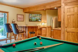 Pool table in the downstairs rec room