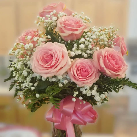 Pink roses in a vase