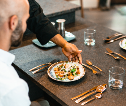 Plate of food presented by a chef