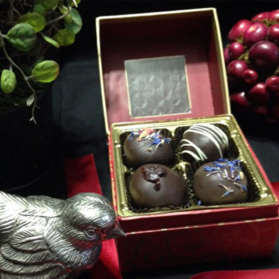 photo of 4 truffles in a gift box