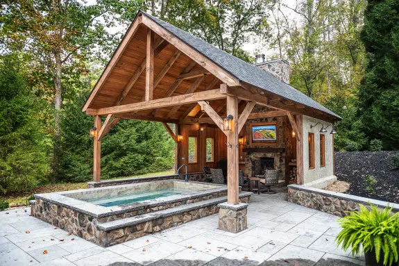 Lake House plunge pool and gazebo