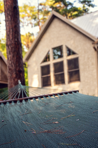 Cabin exterior and hammock